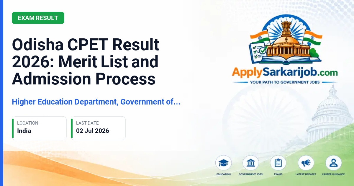 Higher Education Department, Government of Odisha - Postgraduate Admission (CPET) Official Notification Poster & Schedule