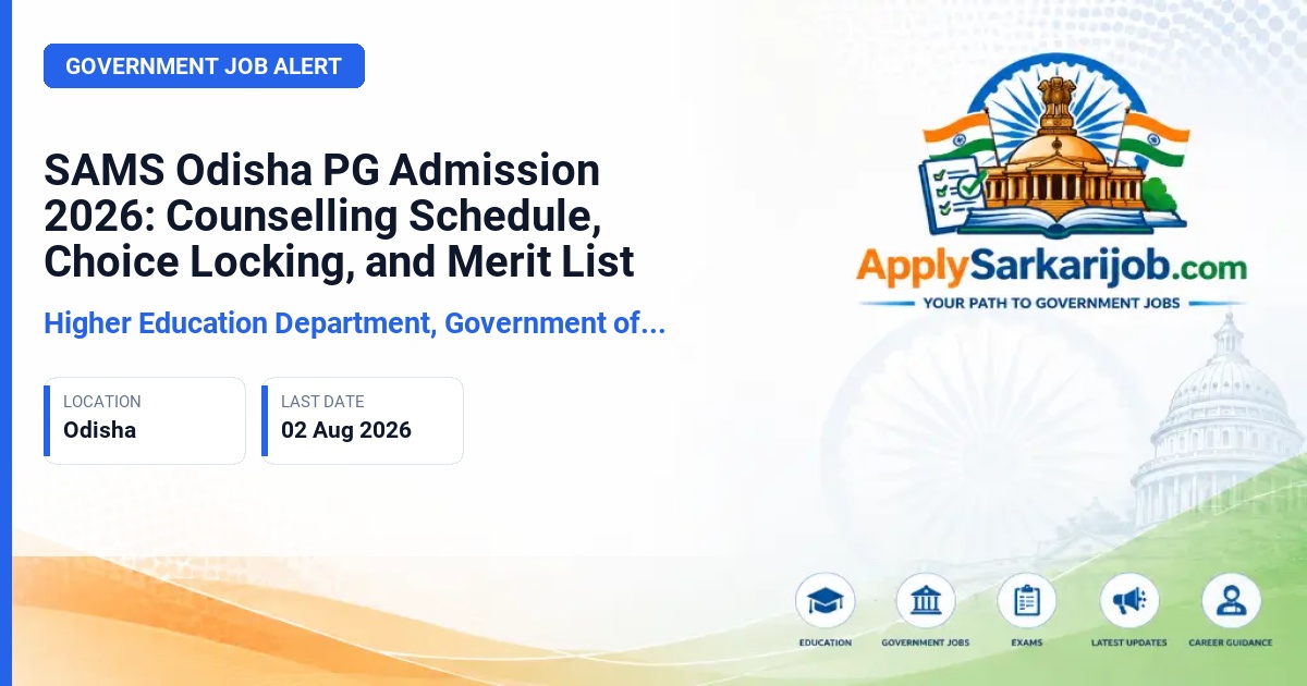 Department of Higher Education, Government of Odisha - PG Admission 2026 Official Notification Poster & Schedule