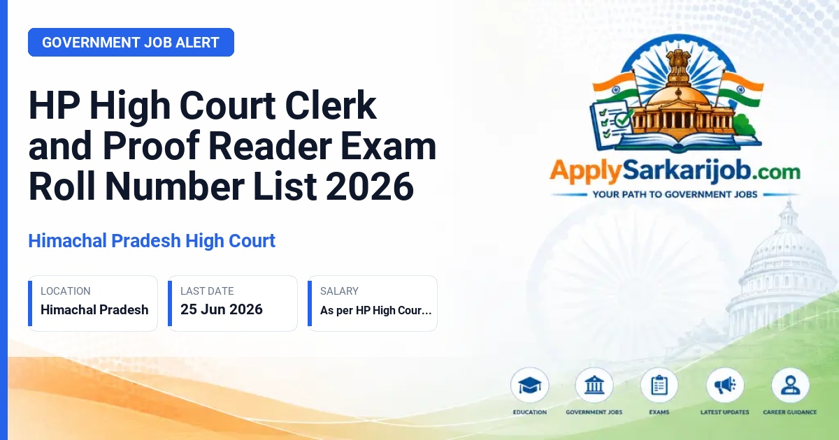 Himachal Pradesh High Court - Clerk and Proof Reader Official Notification Poster & Schedule