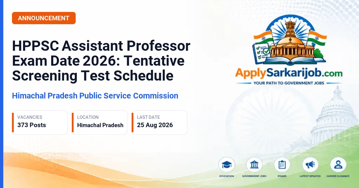 Himachal Pradesh Public Service Commission (HPPSC) - Assistant Professor (College Cadre), Group-A Official Notification Poster & Schedule