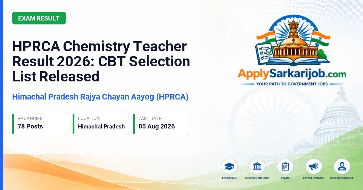 Himachal Pradesh Rajya Chayan Aayog (HPRCA) - Teacher Chemistry Official Notification Poster & Schedule