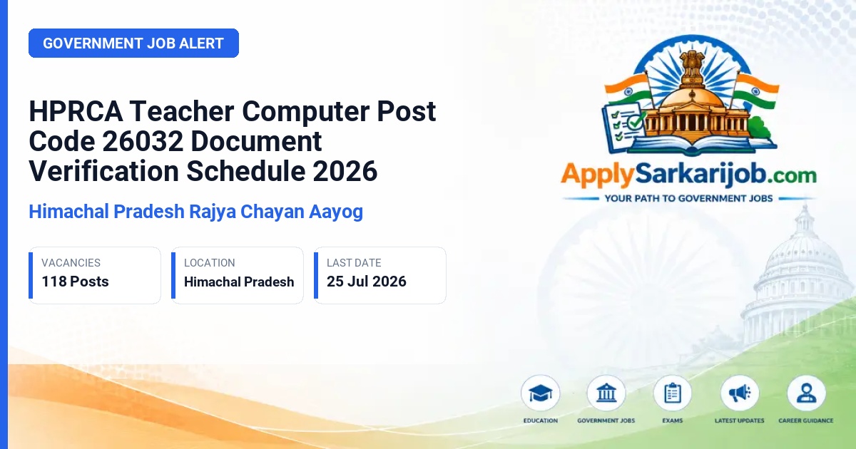 Himachal Pradesh Rajya Chayan Aayog (HPRCA) - Teacher Computer Official Notification Poster & Schedule