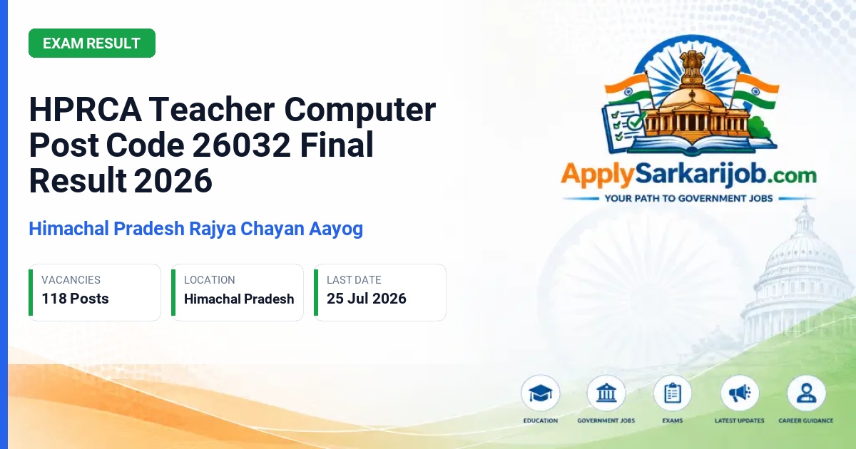 Himachal Pradesh Rajya Chayan Aayog (HPRCA) - Teacher Computer Official Notification Poster & Schedule