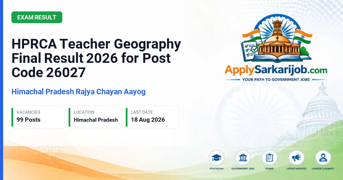 Himachal Pradesh Rajya Chayan Aayog (HPRCA) - Teacher Geography Official Notification Poster & Schedule
