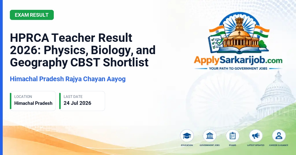 Himachal Pradesh Rajya Chayan Aayog (HPRCA) - Teacher (Physics, Biology, Geography) Official Notification Poster & Schedule
