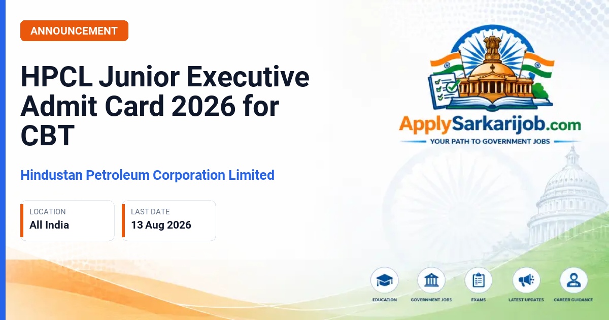 Hindustan Petroleum Corporation Limited (HPCL) - Junior Executive (Chemical/Fire & Safety), Assistant Manager (Projects), Manager (Projects) Official Notification Poster & Schedule