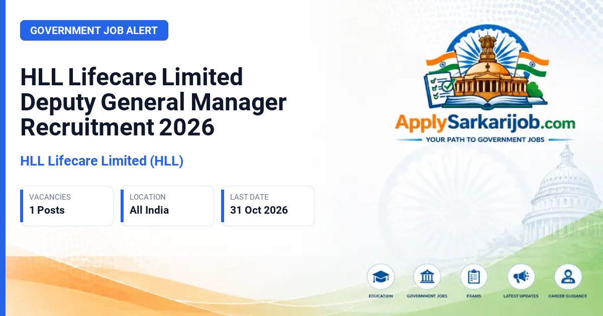 HLL Lifecare Limited (HLL) - Deputy General Manager (QA & QC) Official Notification Poster & Schedule