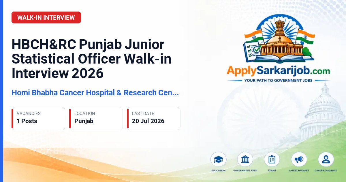 Tata Memorial Centre (TMC) - Junior Statistical Officer Official Notification Poster & Schedule