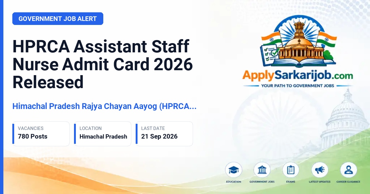Himachal Pradesh Rajya Chayan Aayog (HPRCA), Hamirpur - Assistant Staff Nurse Official Notification Poster & Schedule