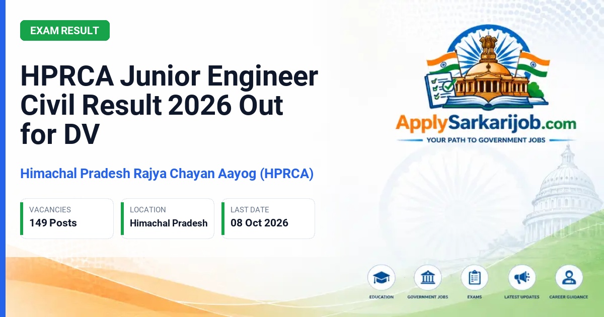 Himachal Pradesh Rajya Chayan Aayog (HPRCA) - Junior Engineer (Civil) (Job Trainee) Official Notification Poster & Schedule