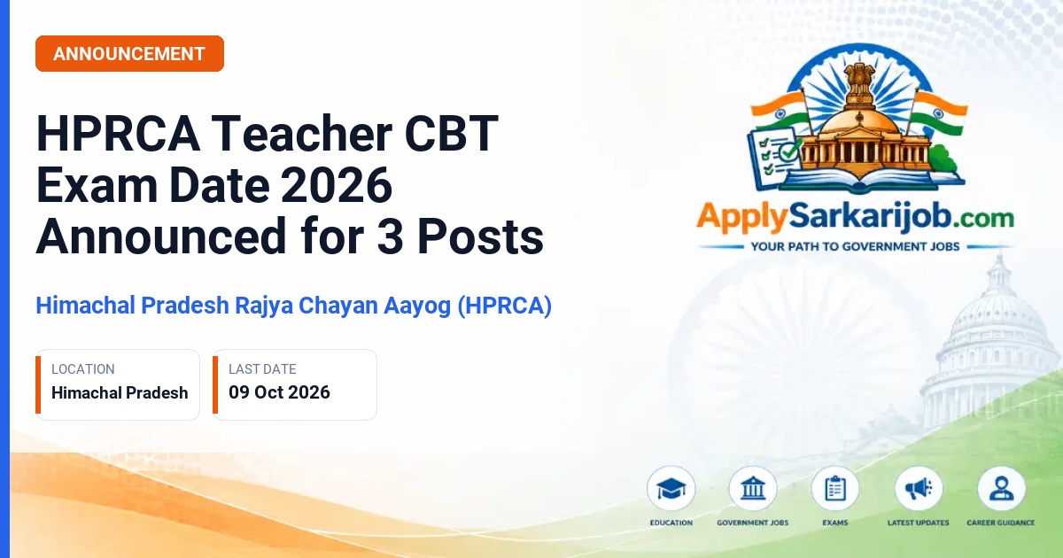 Himachal Pradesh Rajya Chayan Aayog (HPRCA) - Physical Education Teacher (Elementary), Teacher (Sanskrit), Teacher (Physical Education) Official Notification Poster & Schedule