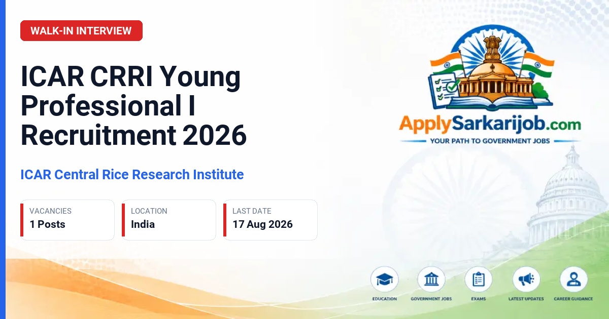 ICAR-Central Rice Research Institute - Young Professional I Official Notification Poster & Schedule