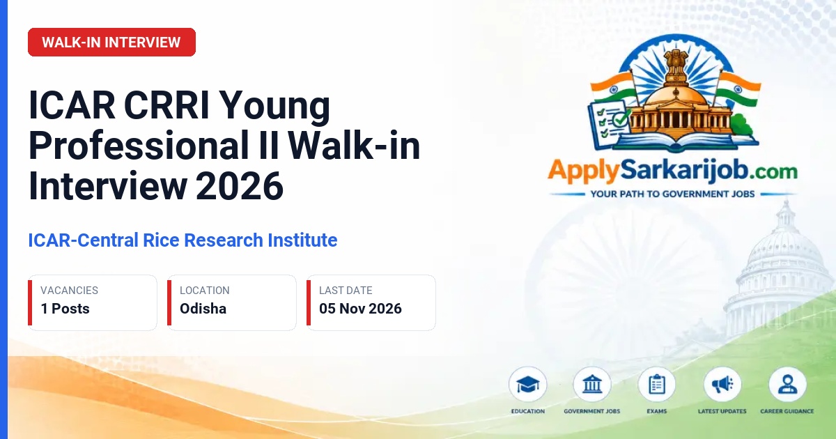 ICAR-Central Rice Research Institute - Young Professional II (YP-II) Official Notification Poster & Schedule