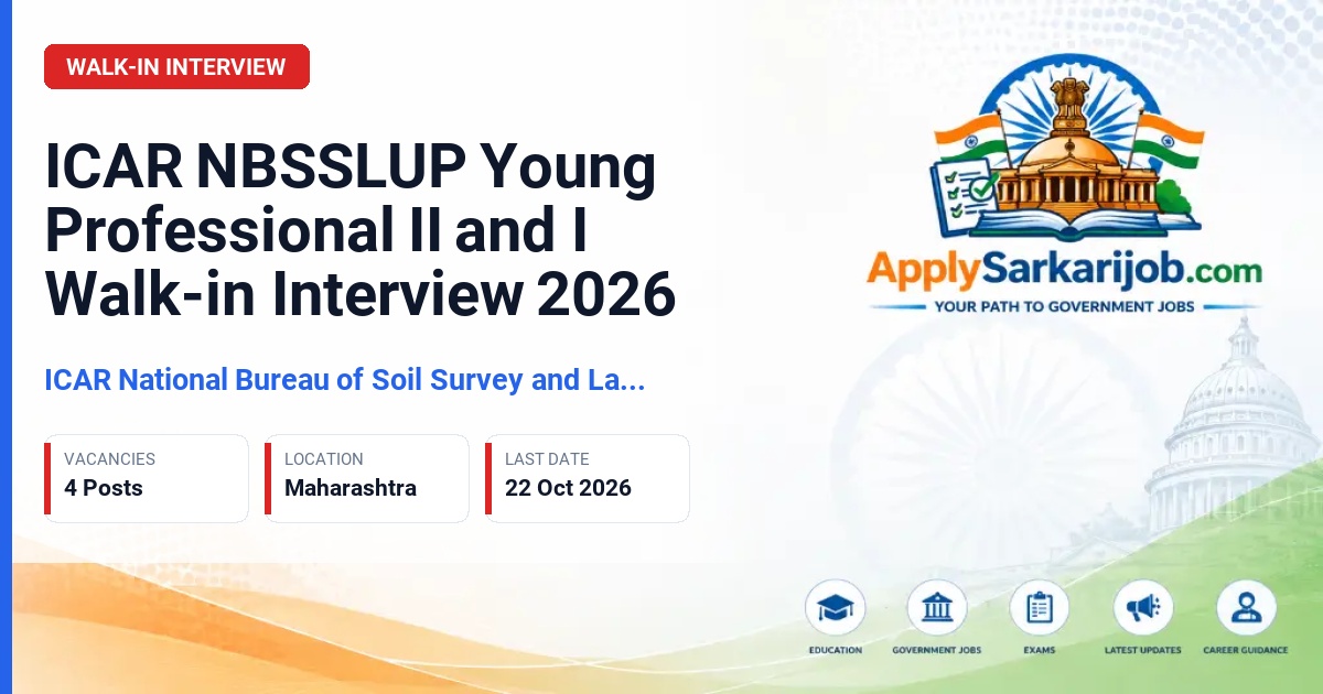 ICAR National Bureau of Soil Survey and Land Use Planning - Young Professional I and Young Professional II Official Notification Poster & Schedule