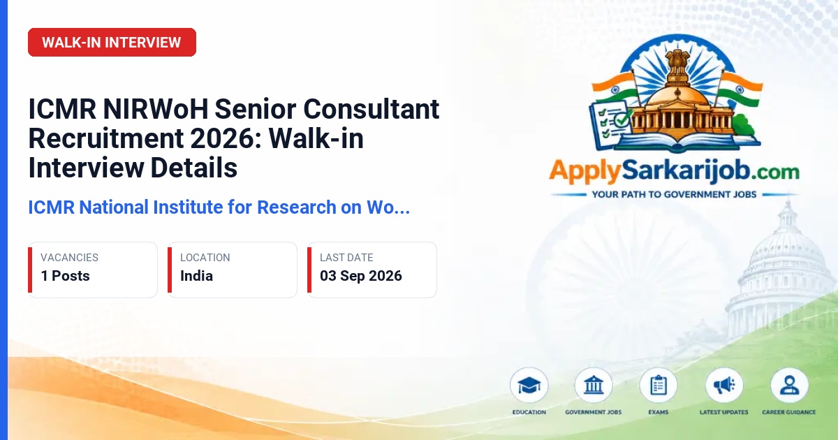 Indian Council of Medical Research - Senior Consultant (Scientific-Medical) Official Notification Poster & Schedule