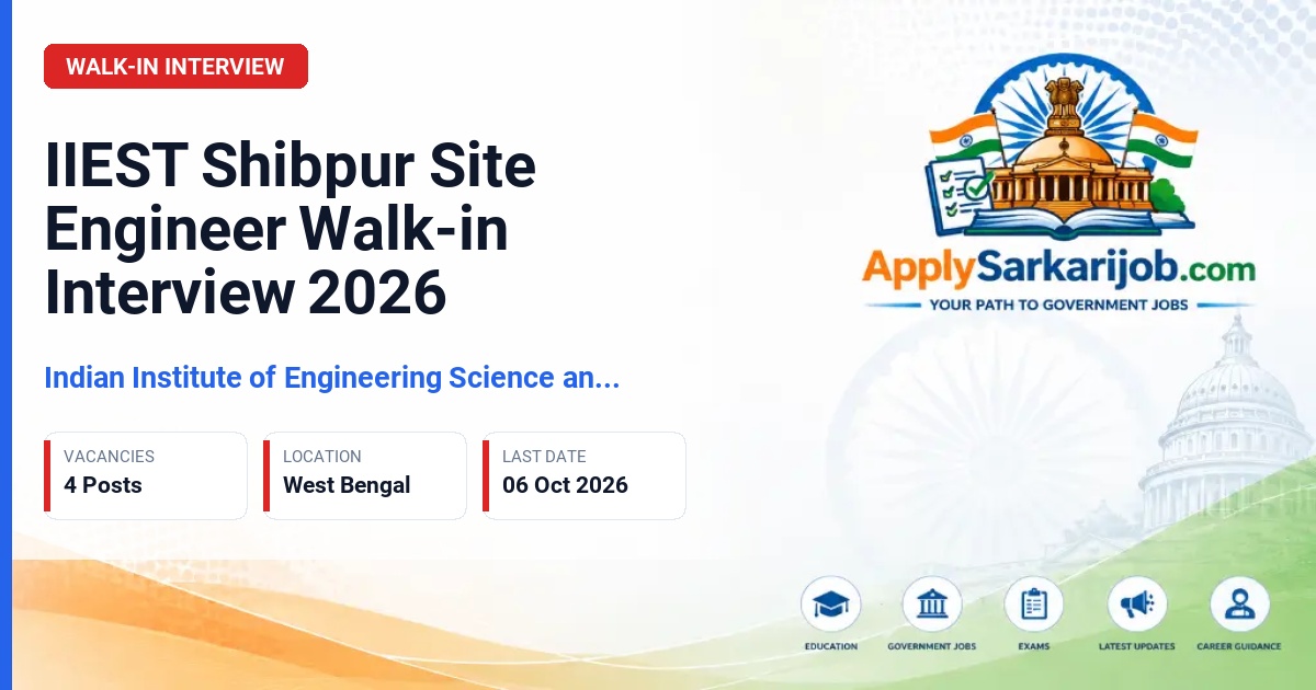 Indian Institute of Engineering Science and Technology, Shibpur (IIEST Shibpur) - Site Engineer Official Notification Poster & Schedule