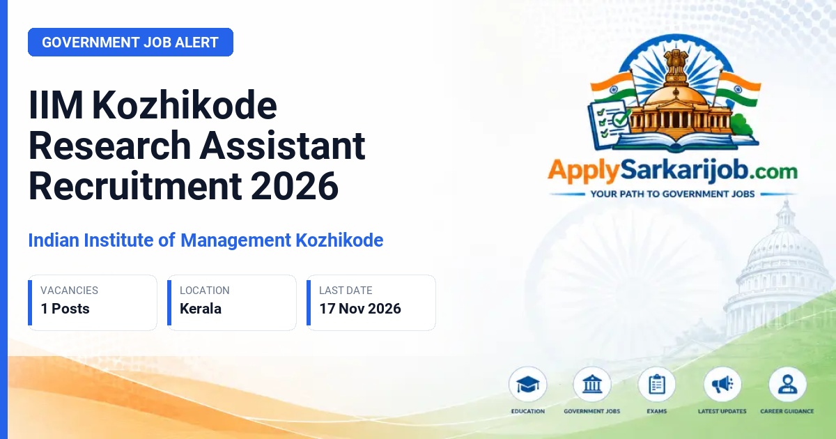 Indian Institute of Management Kozhikode - Research Assistant Official Notification Poster & Schedule