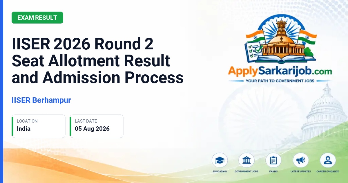 Indian Institutes of Science Education and Research - IISER 2026 Round 2 Seat Allotment Result and Admission Process Official Notification Poster & Schedule