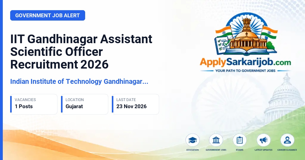 Indian Institute of Technology Gandhinagar (IIT Gandhinagar) - Assistant Scientific Officer Official Notification Poster & Schedule