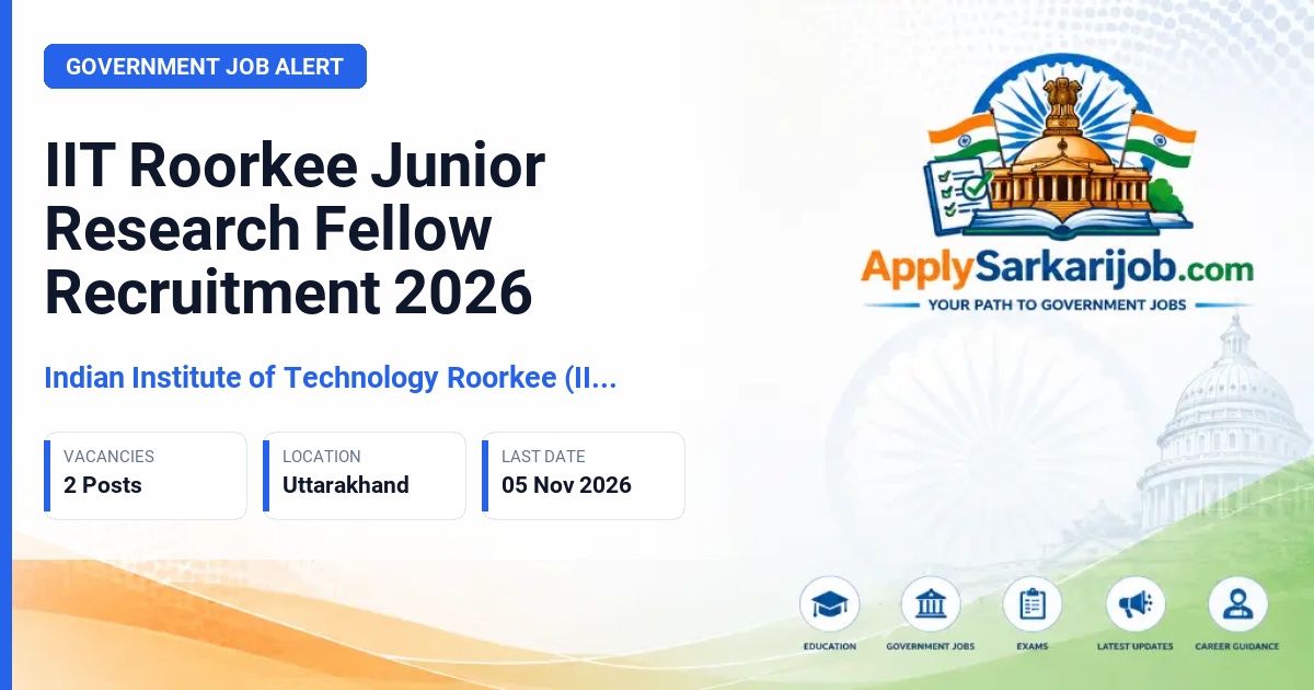 Indian Institute of Technology Roorkee (IIT Roorkee) - Junior Research Fellow Official Notification Poster & Schedule