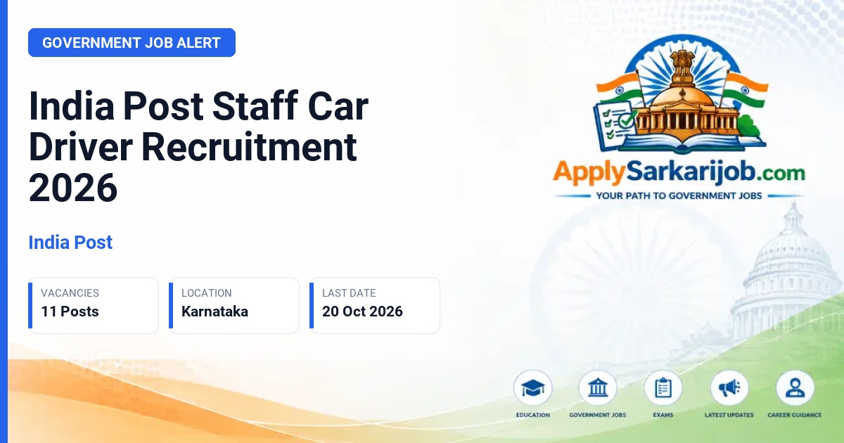 India Post - Staff Car Driver [Ordinary Grade] Official Notification Poster & Schedule
