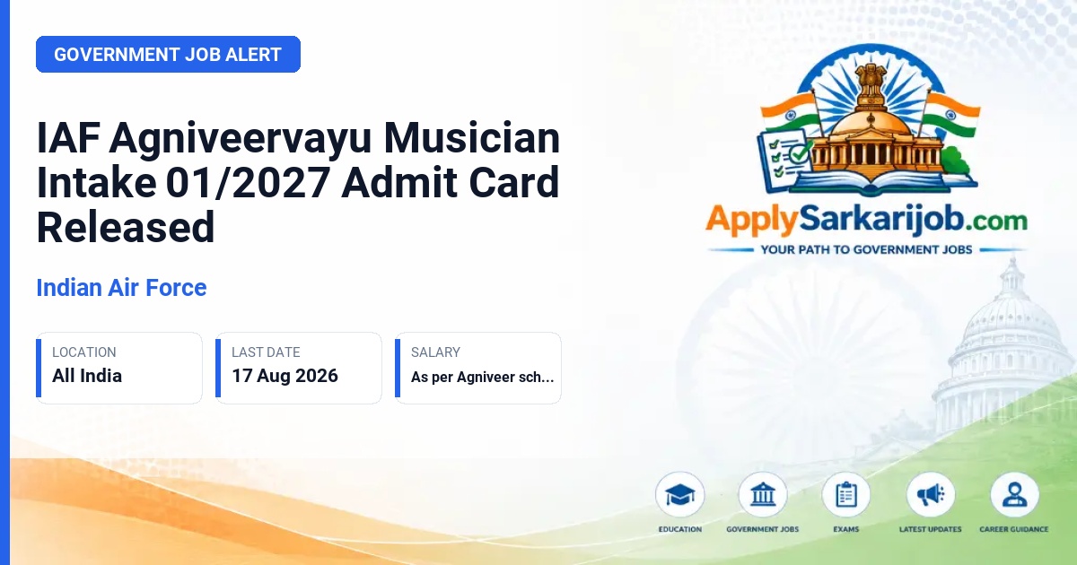 Indian Air Force - Agniveervayu (Musician) Official Notification Poster & Schedule
