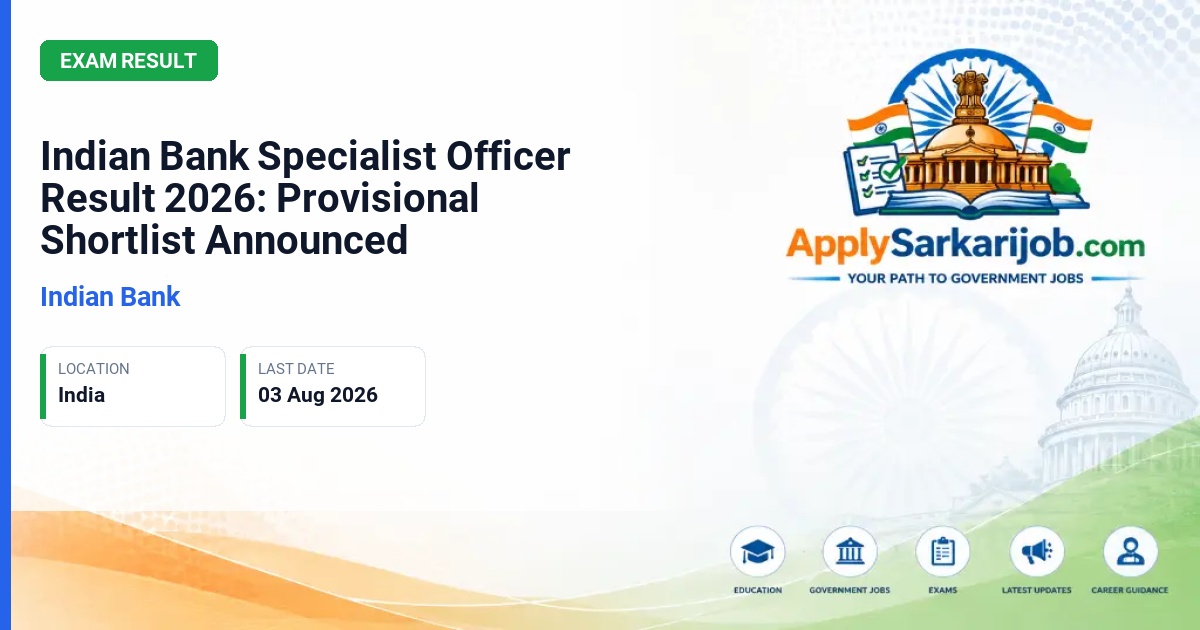 Indian Bank - Specialist Officer Official Notification Poster & Schedule