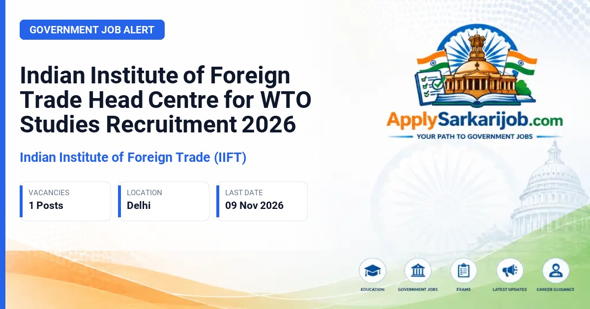 Indian Institute of Foreign Trade (IIFT) - Head, Centre for WTO Studies (CWTOS) Official Notification Poster & Schedule