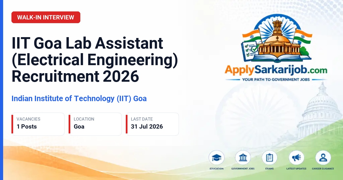 Indian Institute of Technology Goa - Lab Assistant (Electrical Engineering) Official Notification Poster & Schedule