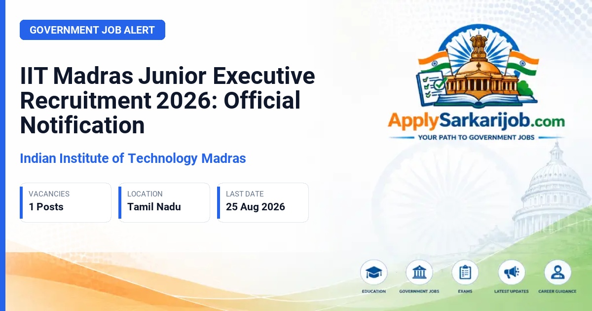 Indian Institute of Technology Madras (IIT Madras) - Junior Executive Official Notification Poster & Schedule