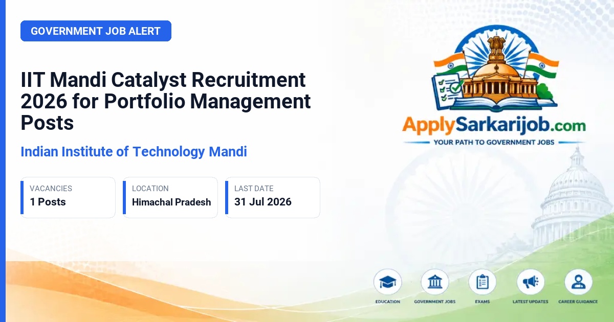 Indian Institute of Technology Mandi (IIT Mandi) - Manager/Senior Manager/AGM/GM (Portfolio Management) Official Notification Poster & Schedule