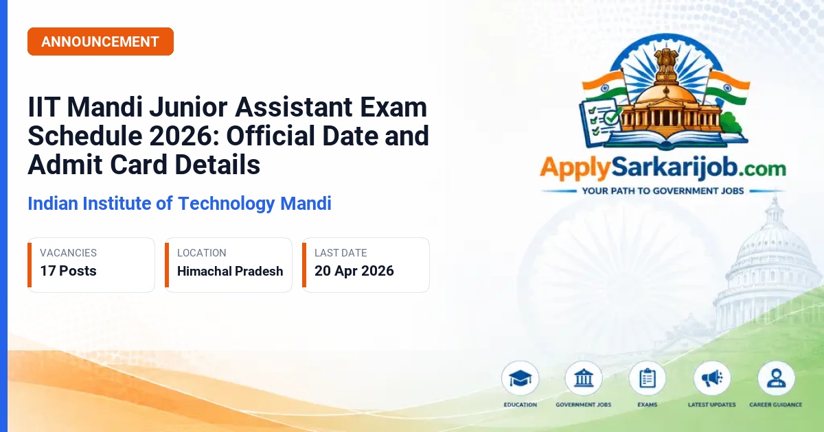 Indian Institute of Technology Mandi (IIT Mandi) - Junior Assistant Official Notification Poster & Schedule