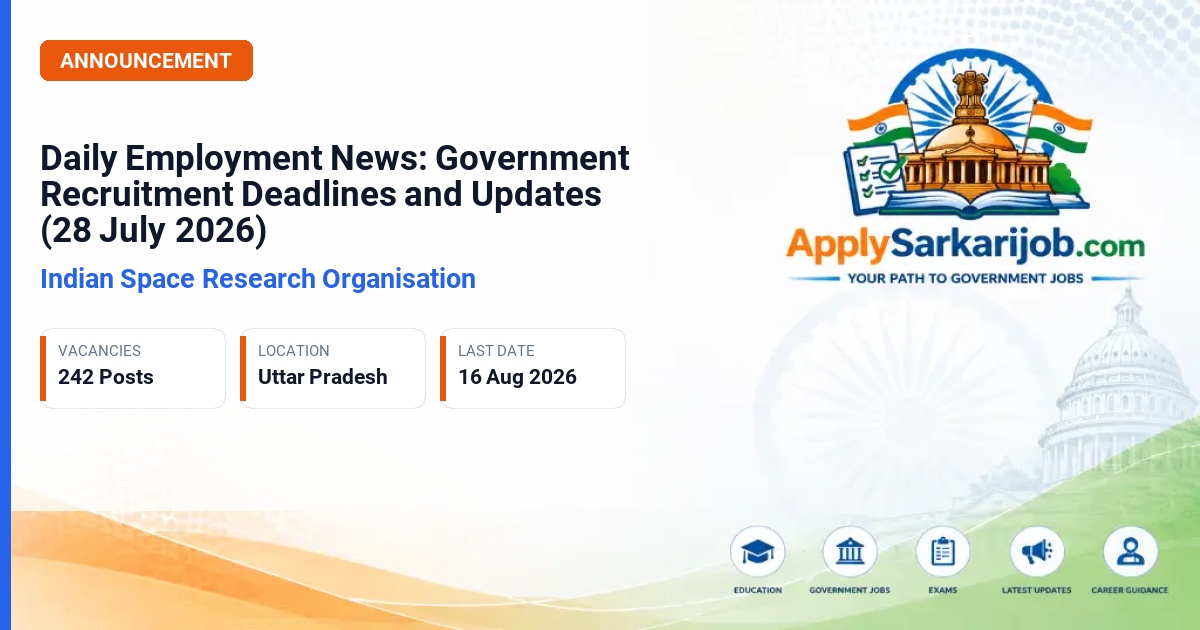 Indian Space Research Organisation (ISRO) - Assistant, UDC, JPA, and Stenographer Official Notification Poster & Schedule