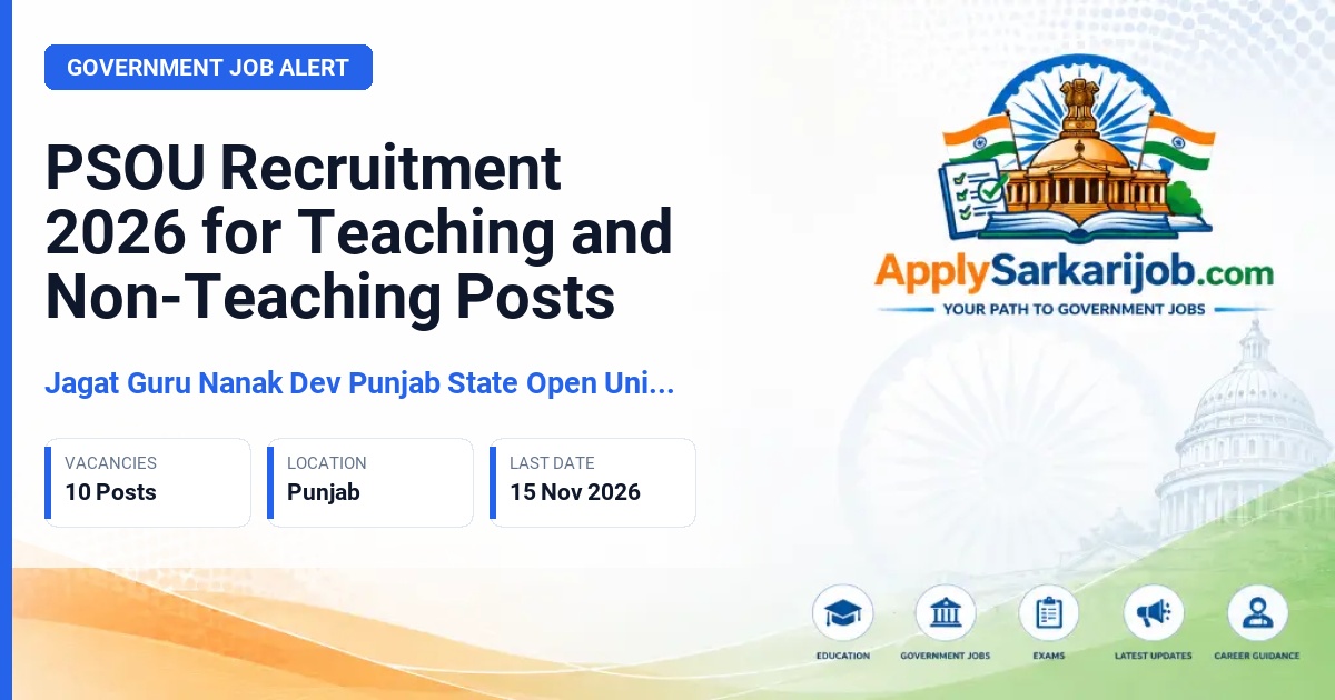 Jagat Guru Nanak Dev Punjab State Open University, Patiala - Teaching and Non-Teaching Posts Official Notification Poster & Schedule