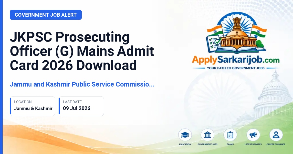 Jammu and Kashmir Public Service Commission (JKPSC) - Prosecuting Officer (G) Official Notification Poster & Schedule