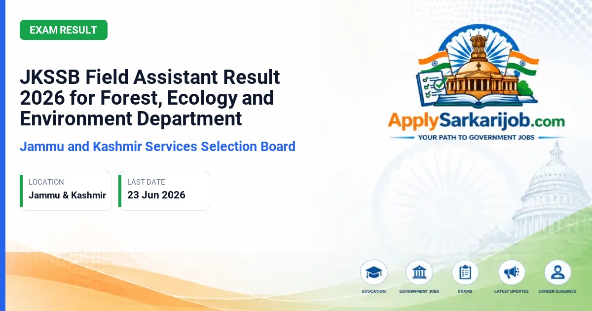 Jammu and Kashmir Services Selection Board (JKSSB) - Field Assistant Official Notification Poster & Schedule