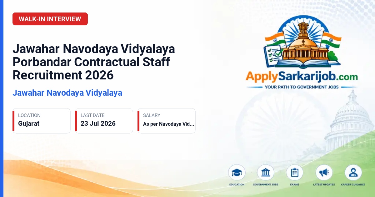 Navodaya Vidyalaya Samiti (NVS) - PGT, TGT, Counsellor, Hostel Superintendent, Skill Teacher Official Notification Poster & Schedule
