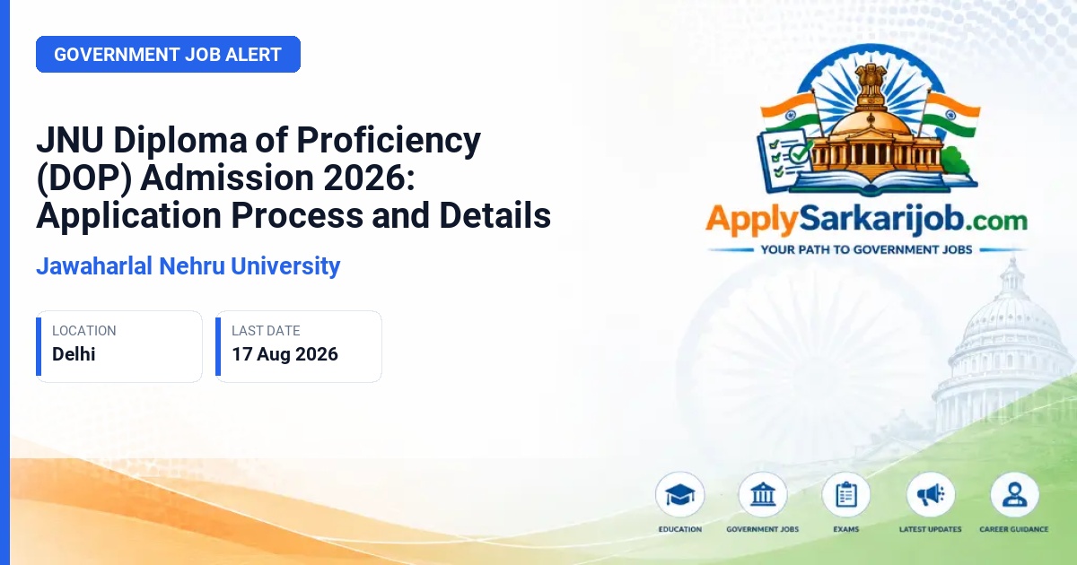 Jawaharlal Nehru University (JNU) - Diploma of Proficiency (DOP) Official Notification Poster & Schedule