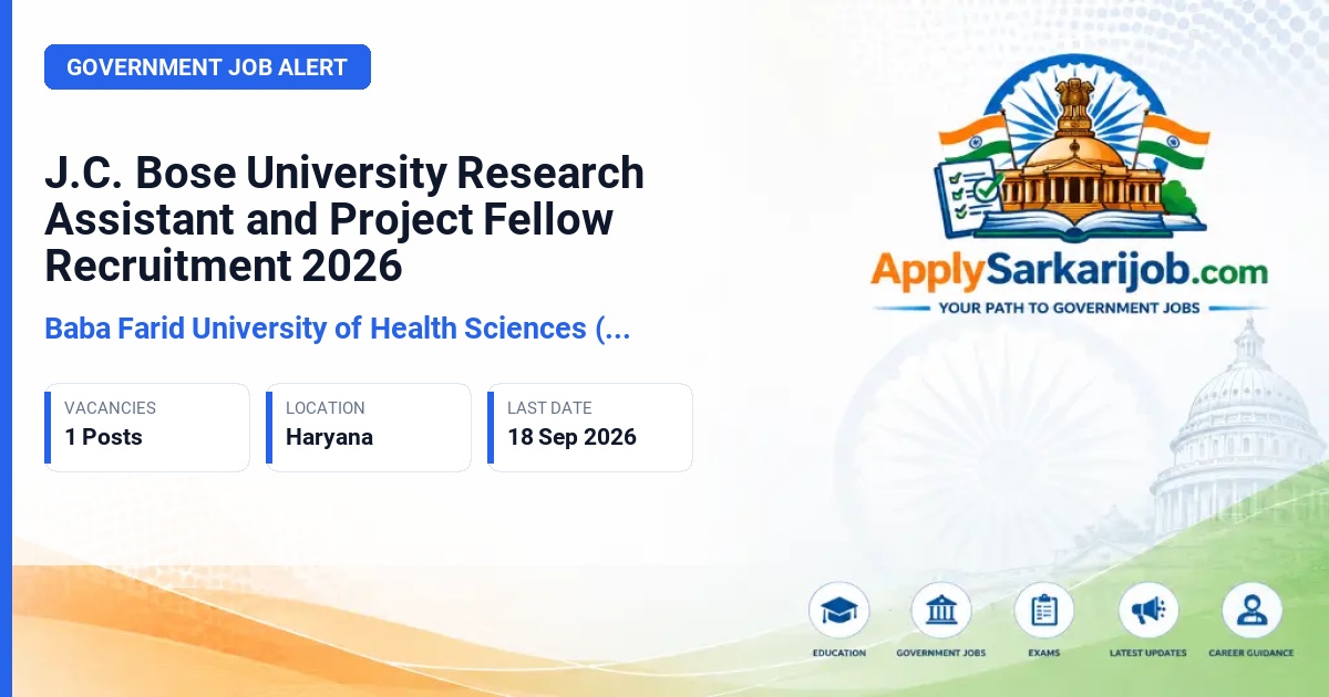 Baba Farid University of Health Sciences (BFUHS) - Research Assistant/Project Fellow Official Notification Poster & Schedule