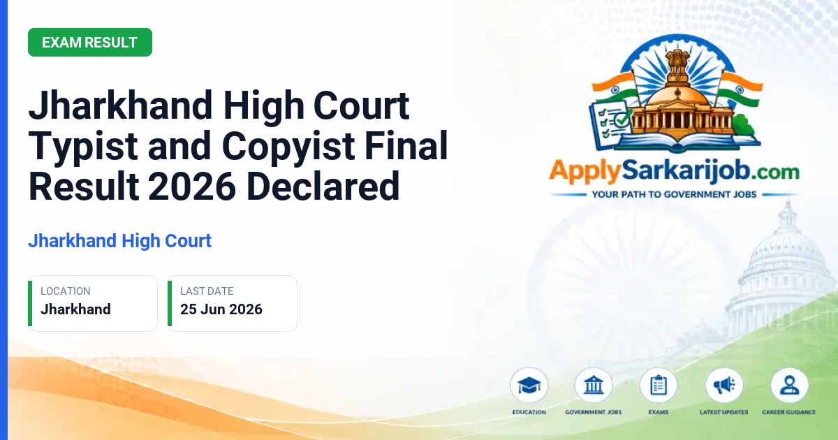 Jharkhand High Court - Typist, Copyist and Other Posts Official Notification Poster & Schedule