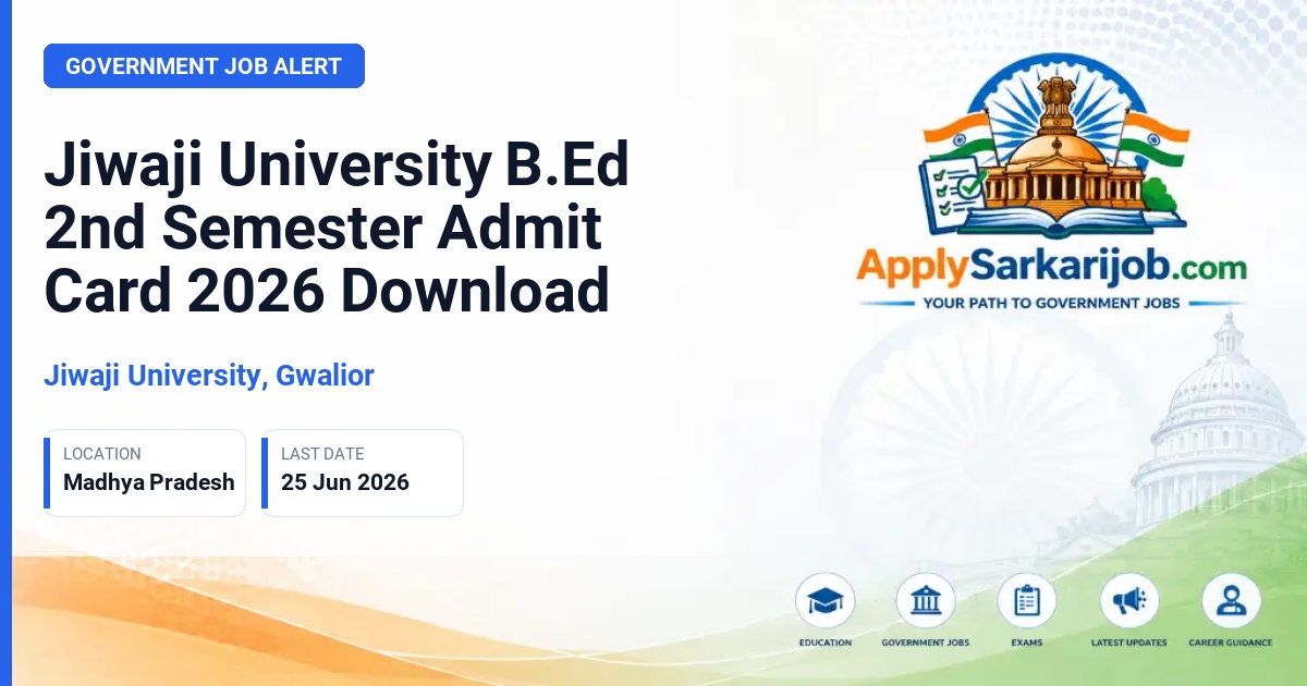 Jiwaji University (JU) - B.Ed 2nd Semester Examination Official Notification Poster & Schedule