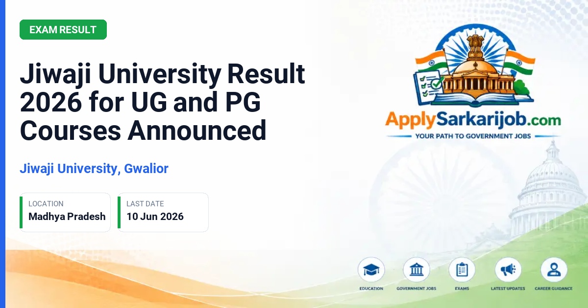 Jiwaji University (JU) - Jiwaji University Result 2026 for UG and PG Courses Announced Official Notification Poster & Schedule