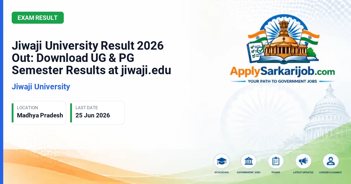Jiwaji University (JU) - B.Voc & MBA Semester Results Official Notification Poster & Schedule
