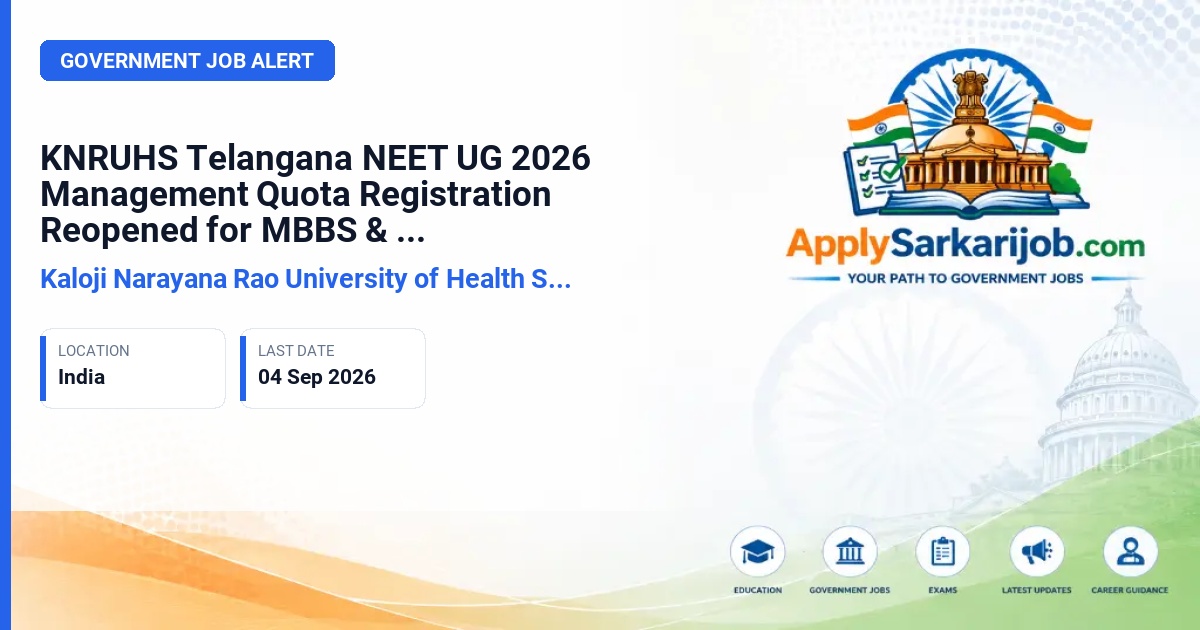 Kaloji Narayana Rao University of Health Sciences - MBBS & BDS Management Quota Admissions (Category B & Category C/NRI) Official Notification Poster & Schedule