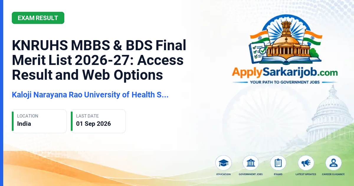 Kaloji Narayana Rao University of Health Sciences - MBBS & BDS Admissions Official Notification Poster & Schedule