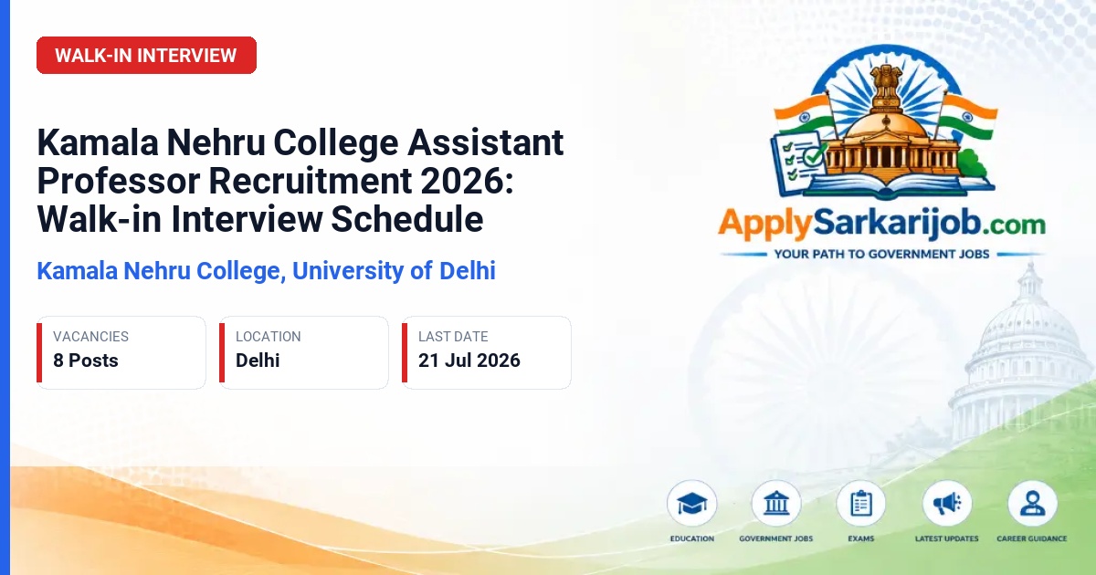 Kamala Nehru College, University of Delhi - Assistant Professor Official Notification Poster & Schedule