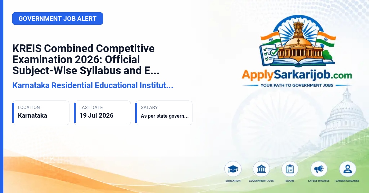 Karnataka Residential Educational Institutions Society (KREIS) - Principal, Teacher, Warden, FDA cum Computer Operator Official Notification Poster & Schedule