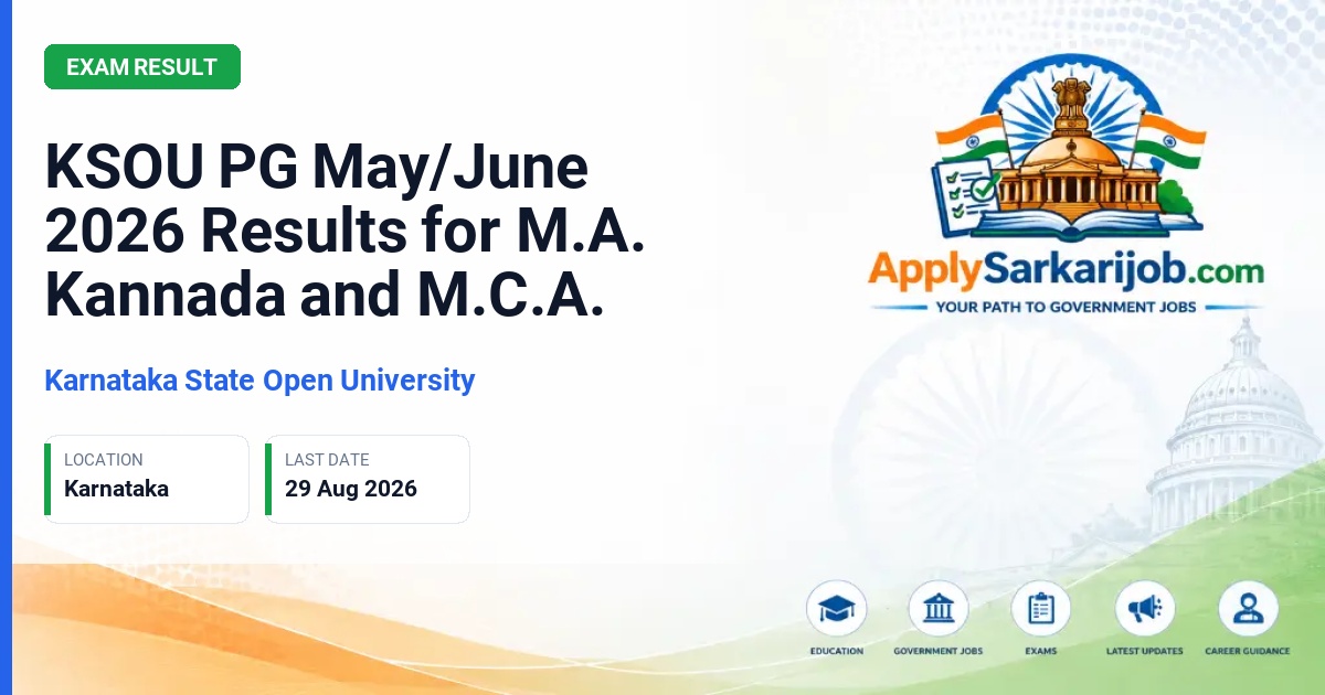 Karnataka State Open University - KSOU PG May/June 2026 Results for M.A. Kannada and M.C.A. Official Notification Poster & Schedule