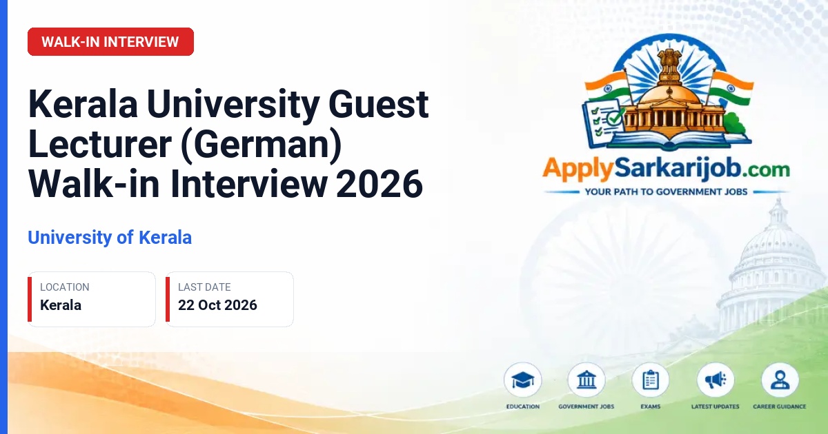 University of Kerala - Guest Lecturer (German) Official Notification Poster & Schedule