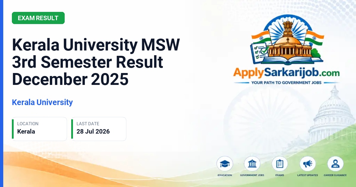 University of Kerala - MSW 3rd Semester Student Official Notification Poster & Schedule